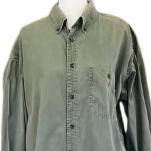TIMBERLAND olive green 100% cotton button front shirt, size M. - Picture 2 of 5